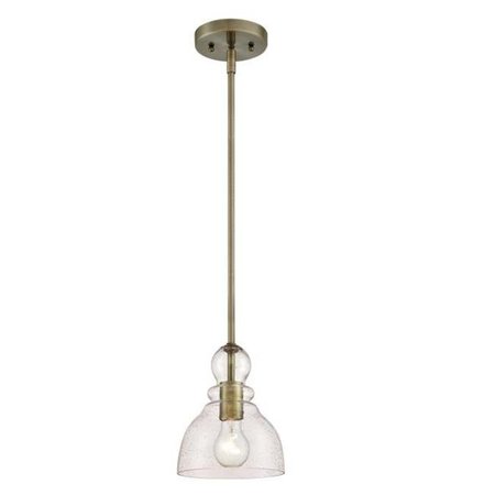 BRILLIANTBULB 1 Light Mini Pendant Antique Brass Finish with Clear Seeded Glass BR1648225